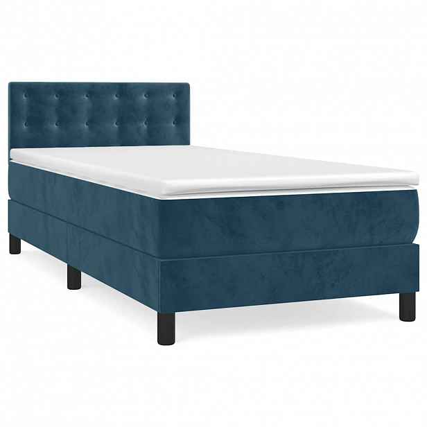 vidaXL Box spring postel s matrací tmavě modrá 90x190 cm samet