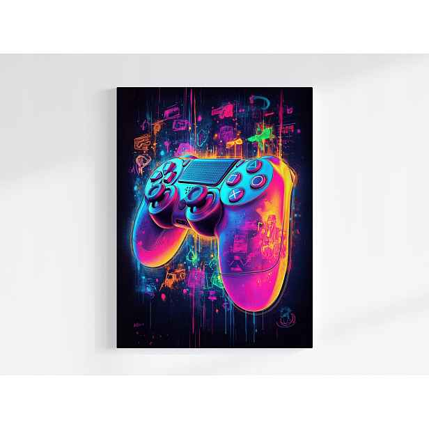 Plakát Gaming Hra Gamer Konzola Pad Neon Cyberpunk 75x100