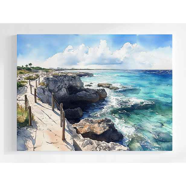 Plakát Krajina Turkus Ocean Pláž Skály Útes Grota 100x75