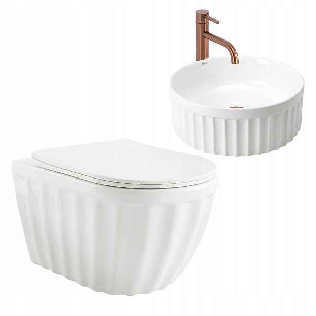 Wc S Umyvadlem, Sada Rea Duo Bílá Tornádo Rimless Moderní Pro Wc