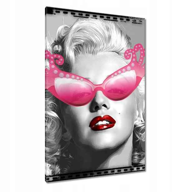 Obrazy 80x120 Monroe růžové brýle