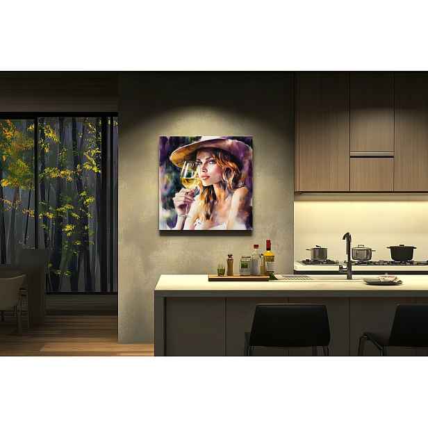 Plakát Elegantní Žena S Skleničkou Vína Portrét 100x75