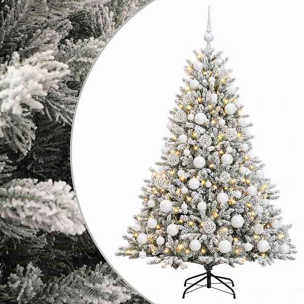 vidaXL Umělý vánoční stromek s vánočními koulemi 240 cm 300 LED