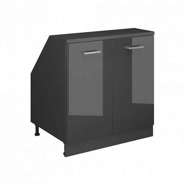 Vicco ŠIKMÁ SKŘÍŇ Rion Antracitový vysoký lesk 80 x 81.6 cm se 2 dveřmi, korpus skříně hloubka 60 cm