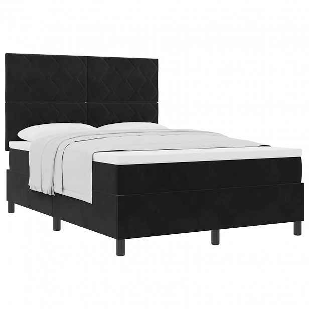vidaXL Postel s boxspringem s čelo Černý 140 x 200 cm samet