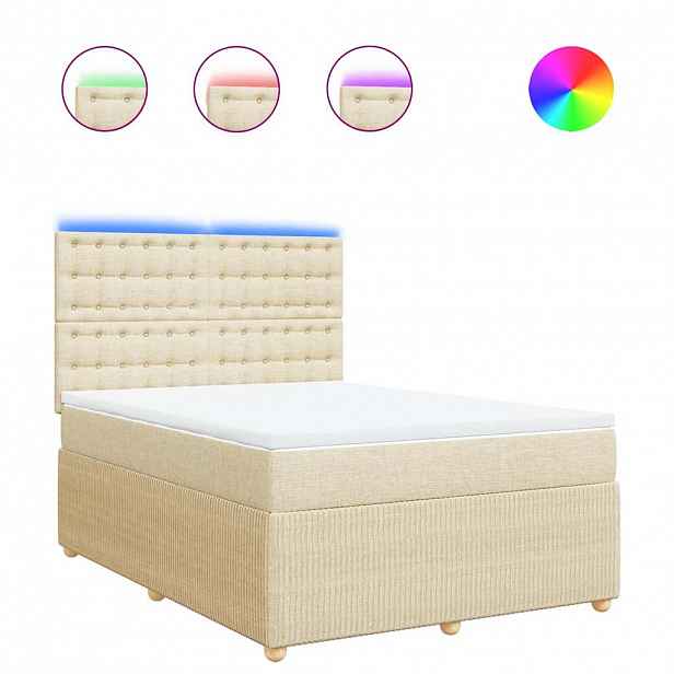 vidaXL Box spring postel s matrací krémová 140x190 cm textil