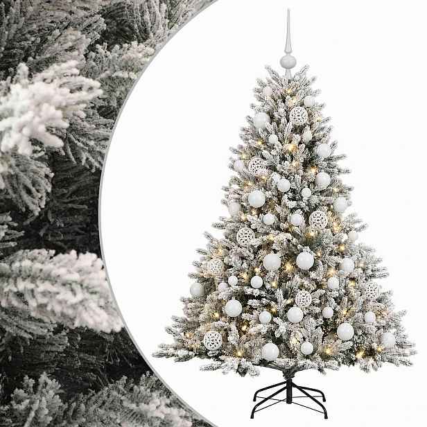 vidaXL Umělý vánoční stromek s vánočními koulemi 120 cm 150 LED
