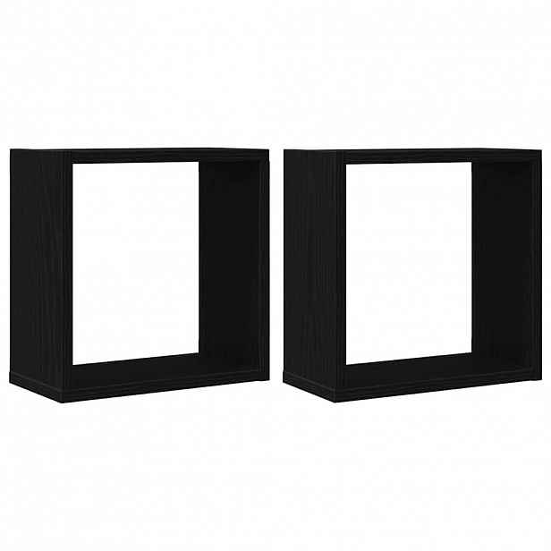 vidaXL Nástěnné police kostky 2 ks černý dub 30x15x30 cm kompozit
