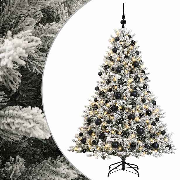 vidaXL Umělý vánoční stromek s vánočními koulemi 240 cm 300 LED
