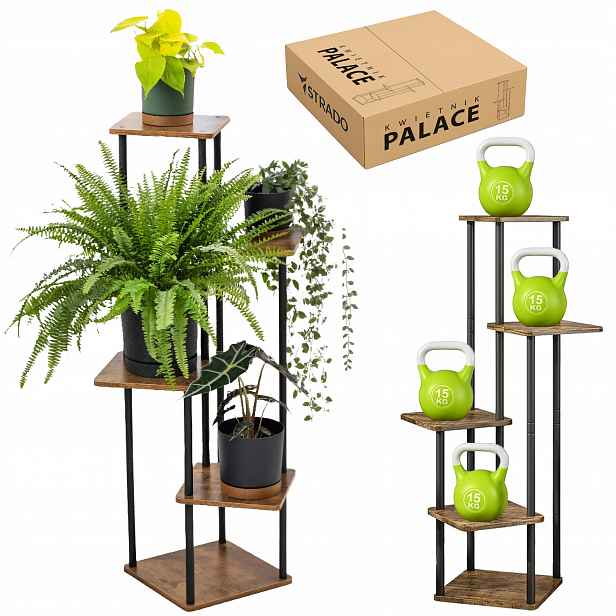 Držák Na Květináč kovový na květiny, stojící, vysoký, 5 úrovní, velký 106 cm, Palace x2