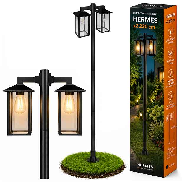 Led zahradní lampa 220 cm stojící venkovní lampa 2x E27 Sloupek Sloup