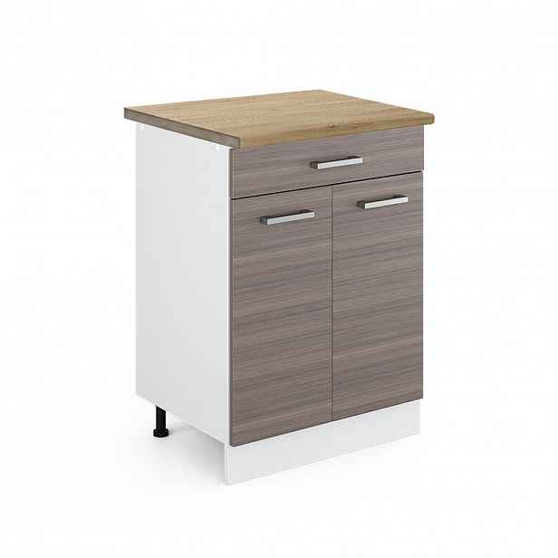 Vicco SPODNÍ SKŘÍŇKA KUCHYŇSKÉ LINKY R-Line Ušlechtilá šedá 60 cm se zásuvkou, PD Dub