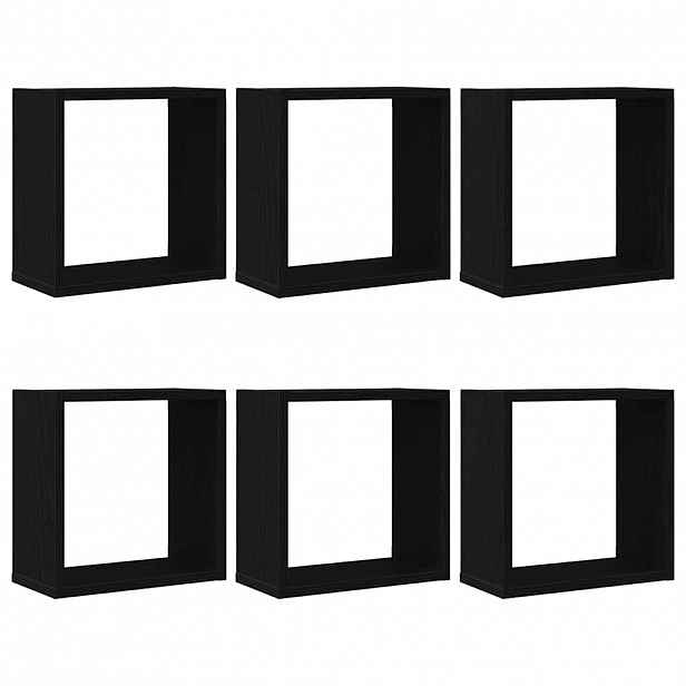 vidaXL Nástěnné police kostky 6 ks černý dub 30x15x30 cm kompozit