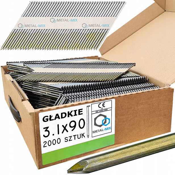 Hladké Hřebíky Na Papíře 34° Pro Hřebíkovačku 3,1x90 2000ks