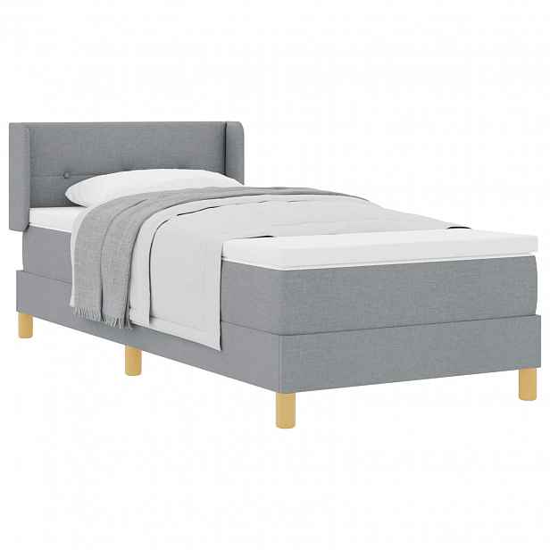 vidaXL Postel s boxspringem s čelo Světle šedá 200 x 100 cm textil