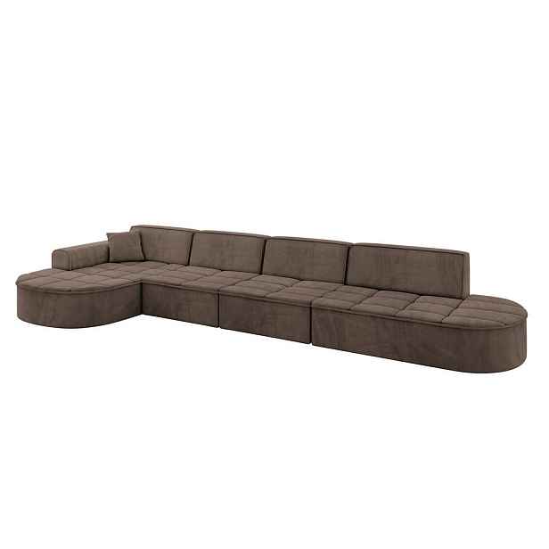 ALTDECOR ROHOVÁ SEDAČKA s otomanem, levá TARO-L3 413x171x79,5 Hnědá Velur