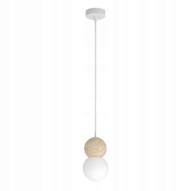Emibig Loop závěsná lampa bílá-béžová dřevo sklo 1xG9