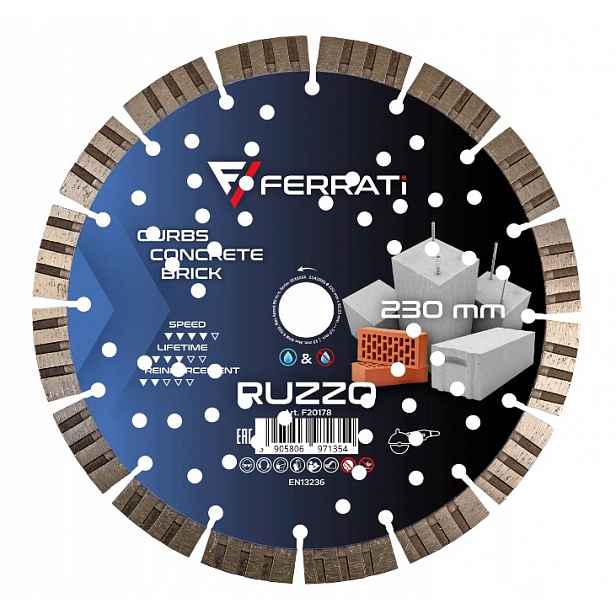Ferrati Ruzzo Diamantový Kotouč Řezací 230 x 22,23 mm Vyztužený Beton