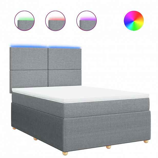 vidaXL Box spring postel s matrací světle šedá 140 x 200 cm textil