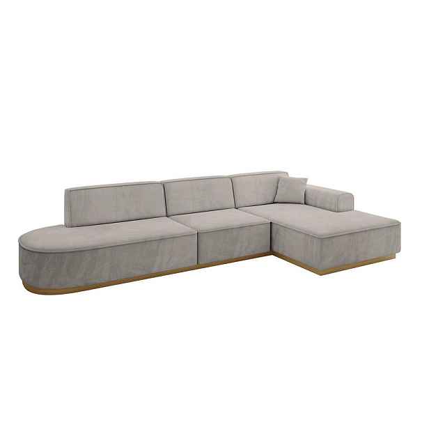 ALTDECOR ROHOVÁ SEDAČKA s otomanem, pravá IREA-L2-v2 327x165x80 Světle hnědá Velur