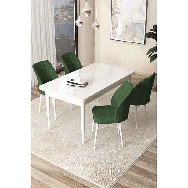 Dining Table & Chairs Set (5 Pieces) Arp - White, Khaki