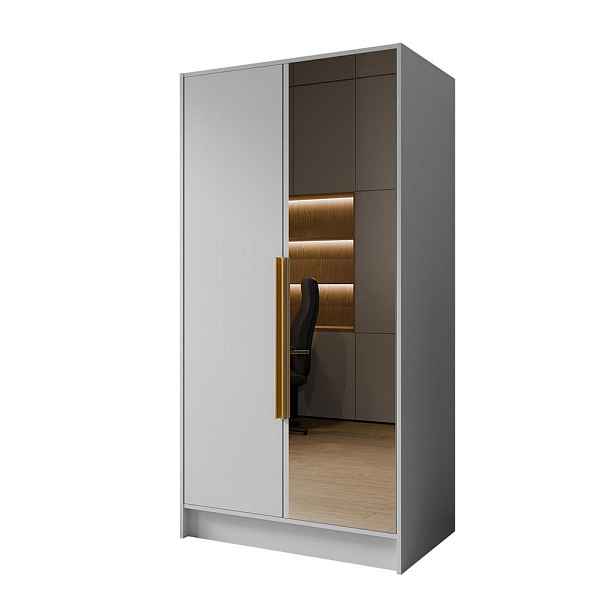 MASSENO ŠATNÍ SKŘÍŇ S OTOČNÝMI DVEŘMI RENVO, 102/200/51 cm moderní 2dveřová se zrcadlem, bílá