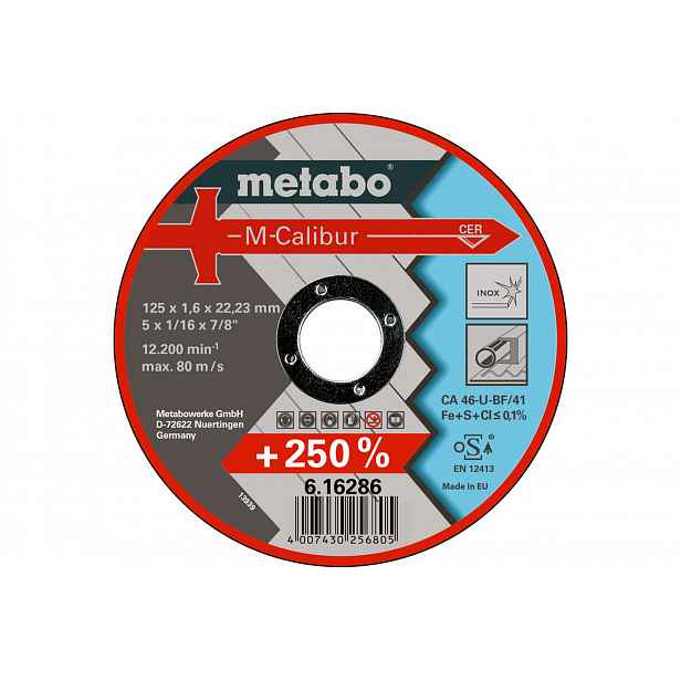 Metabo - Řězný kotouč pro nerezovou ocel/ocel M-Calibur 125 x 1,6 x 22, 23 mm 616286000