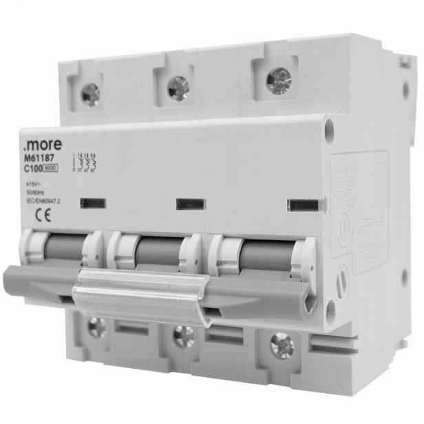 Nadproudový spínač 10kA 3P Curve C 100A IP20 na Din lištu Ecolight