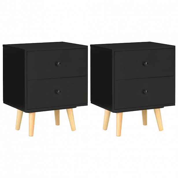 vidaXL Noční stolky 2 ks černé 40 x 30 x 50 cm masivní borové dřevo