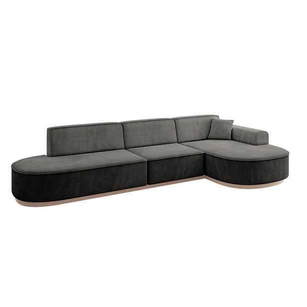 ALTDECOR ROHOVÁ SEDAČKA s otomanem, pravá MARI-L2-v1 328x171x83 Tmavě šedá Velur
