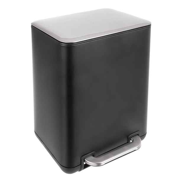 Černý nášlapný odpadkový koš z nerezové oceli 20 l Black – Orion