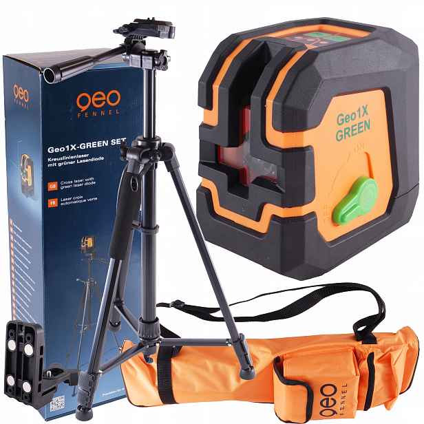 Geo-fennel Laser Křížový Zelený GEO1X-GREEN Set 60 M Stativ