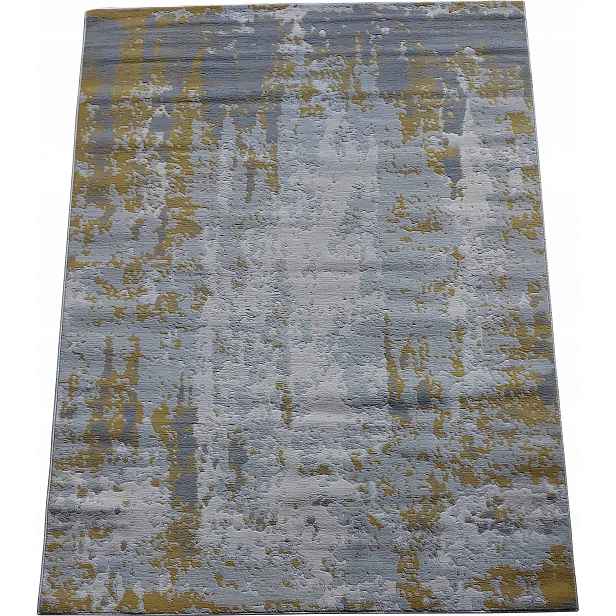 Koberec plyšový šedý žlutý mazaje 133 x 190 cm