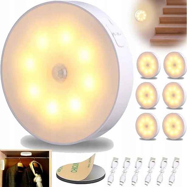 Led Lampa S Pohybovým Senzorem 3000K Led 3 Režimy Bílá Do Skříně 6 Ks