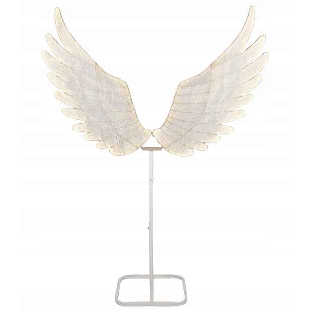 Led vánoční figurka andělského křídla na stojanu, bílá, 164 cm