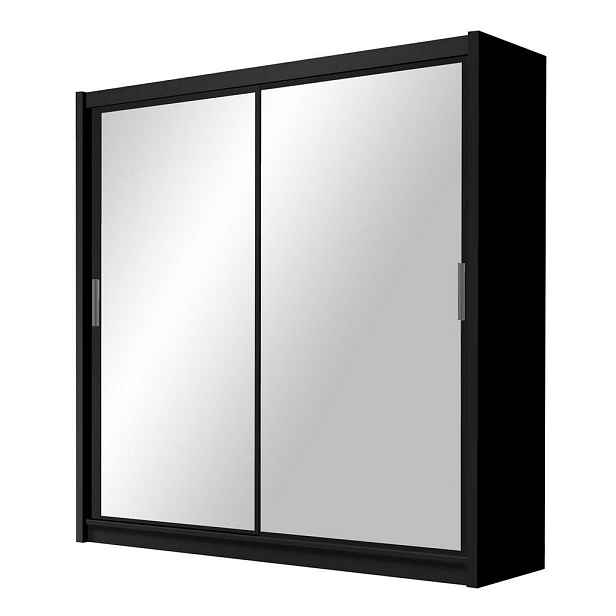 MASSENO ŠATNÍ SKŘÍŇ S POSUVNÝMI DVEŘMI NAMI, 160/215/61 cm 2dveřová se zrcadlem, černá