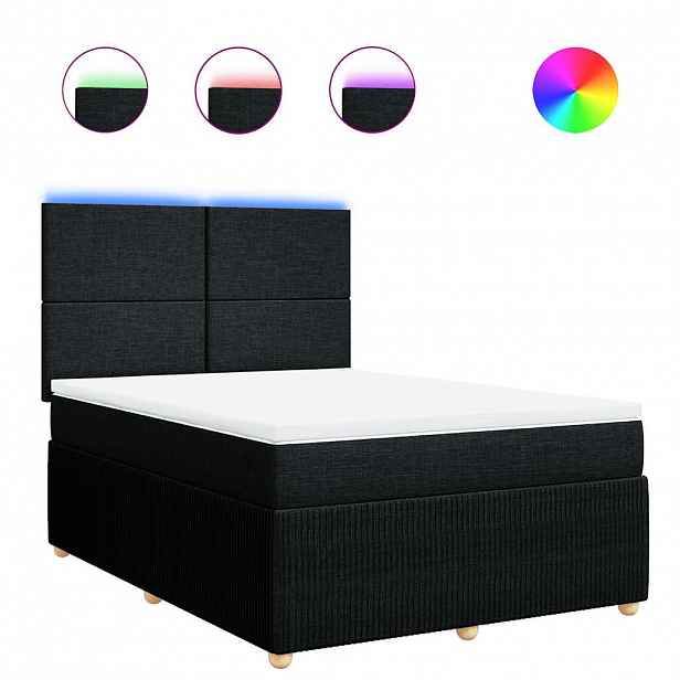 vidaXL Box spring postel s matrací černá 140x200 cm textil