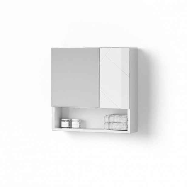 Livinity® KOUPELNOVÁ ZRCADLOVÁ SKŘÍŇKA Ronco Bílá vysoký lesk 54 x 55 cm