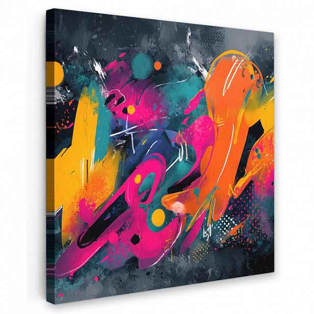 MuchoWow OBRAZ NA PLÁTNĚ Abstraktní - Graffiti - Barevné - Stříkající barva 50x50 cm