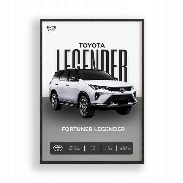 Obraz Toyota Fortuner Legender Plakát Rámeček Dřevěný Černý 30x42 cm