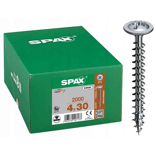 Šroub S Podložkou 2000 Ks 4,0*30P Bílý Pozink Spax