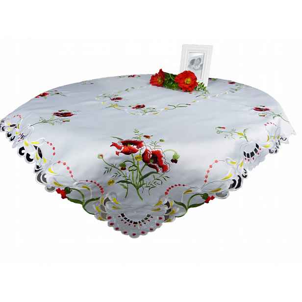 Ubrus na stůl 150x220 cm krémový Červené Máky