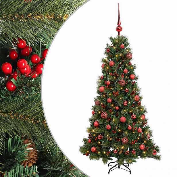 vidaXL Umělý vánoční stromek s vánočními koulemi 150 cm 150 LED