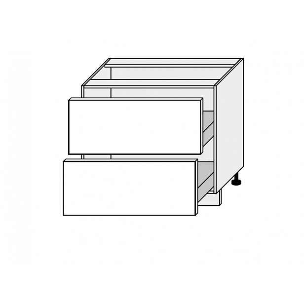 FOLLY, skříňka dolní D2A 90, dust grey/bílá