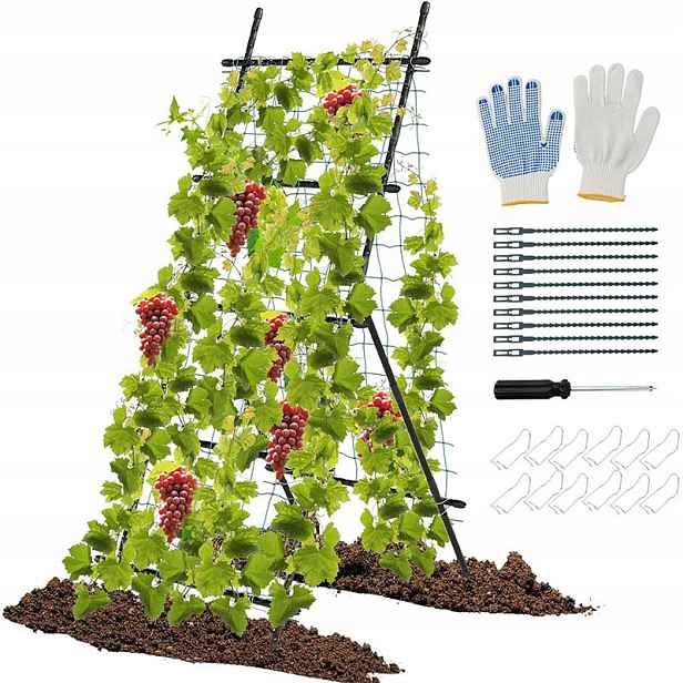 Mřížka pro popínavé rostliny se sítí GT4298, 80 x 93 x 190 cm, černá