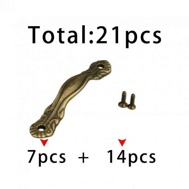 TEMU 7 Bronzových Vzorovaných Malých Úchopů + 14 2X8 Bronzových Šroubů Celkem 21 ks, Nábytkové Úchyty, Zásuvkové , Kompresní Součástky, Robustní