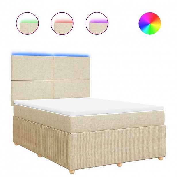 vidaXL Box spring postel s matrací krémová 140x200 cm textil