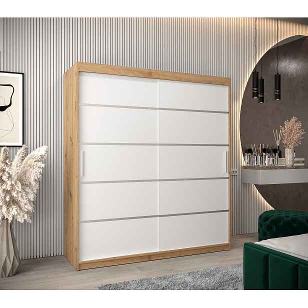 Šatní skříň Abi V1 Barva korpusu: Dub artisan, Rozměry: 180 cm, Dveře: Bílá