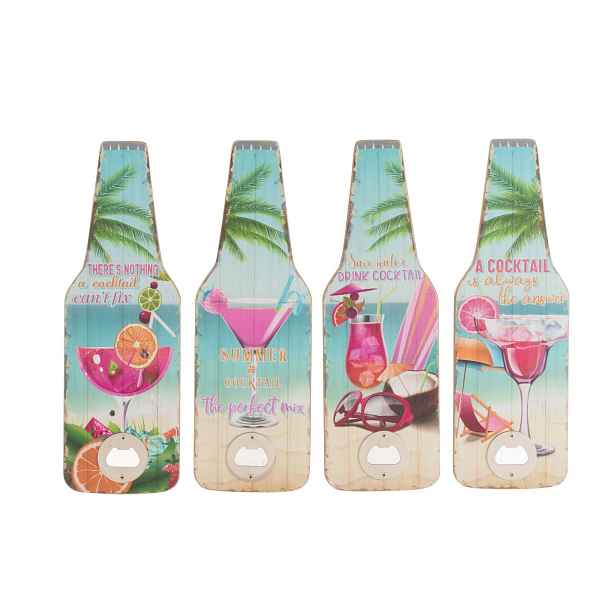 Set 4ks nástěnných otvíráků Coctail - 10*30*1 cm J-Line by Jolipa