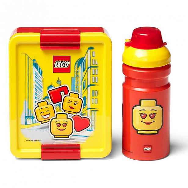 Set žluto-červeného svačinového boxu a lahve na pití LEGO® Iconic